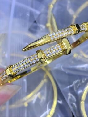 18K Gold Pave Nail Cuff Bracelet in Gold